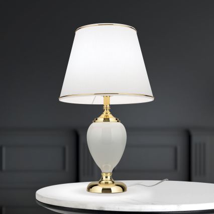 Candeeiro de mesa OVUM 1xE27/40W/230V 48 cm cerâmica branco/dourado