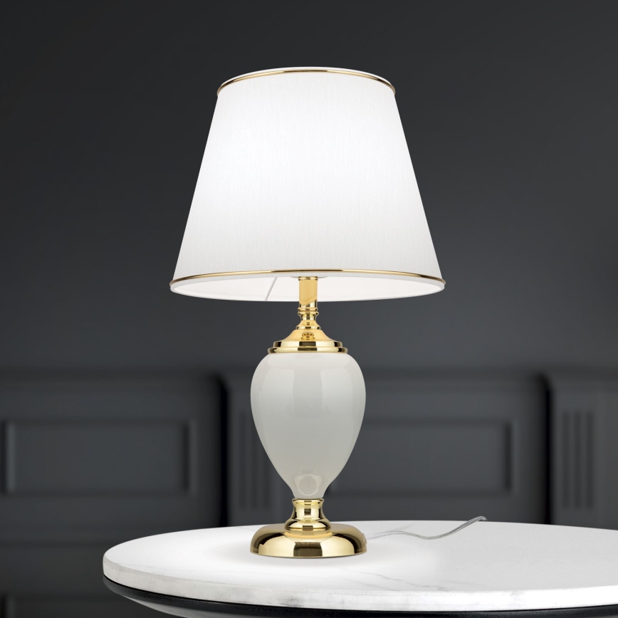 Candeeiro de mesa OVUM 1xE27/40W/230V 48 cm cerâmica branco/dourado