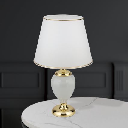 Candeeiro de mesa OVUM 1xE27/40W/230V 48 cm cerâmica branco/dourado