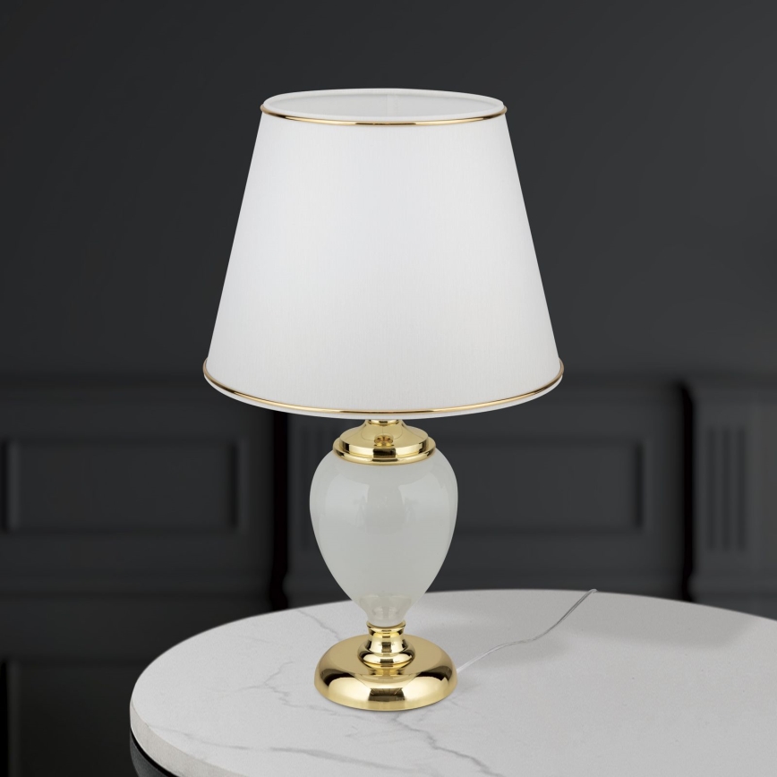 Candeeiro de mesa OVUM 1xE27/40W/230V 48 cm cerâmica branco/dourado
