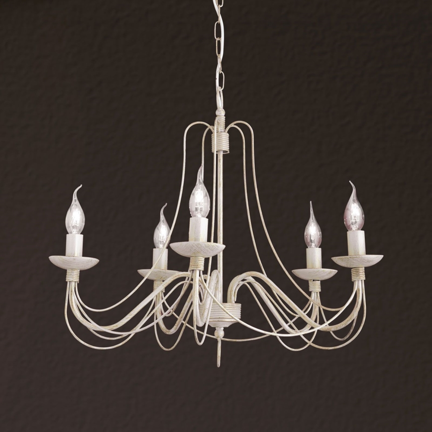 Candeeiro suspenso VELA 5xE14/40W/230V diâmetro 60 cm branco/dourado/pátina