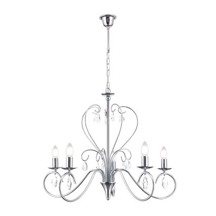 Candeeiro suspenso de cristal ALESSIA 5xE14/40W/230V cromado brilhante