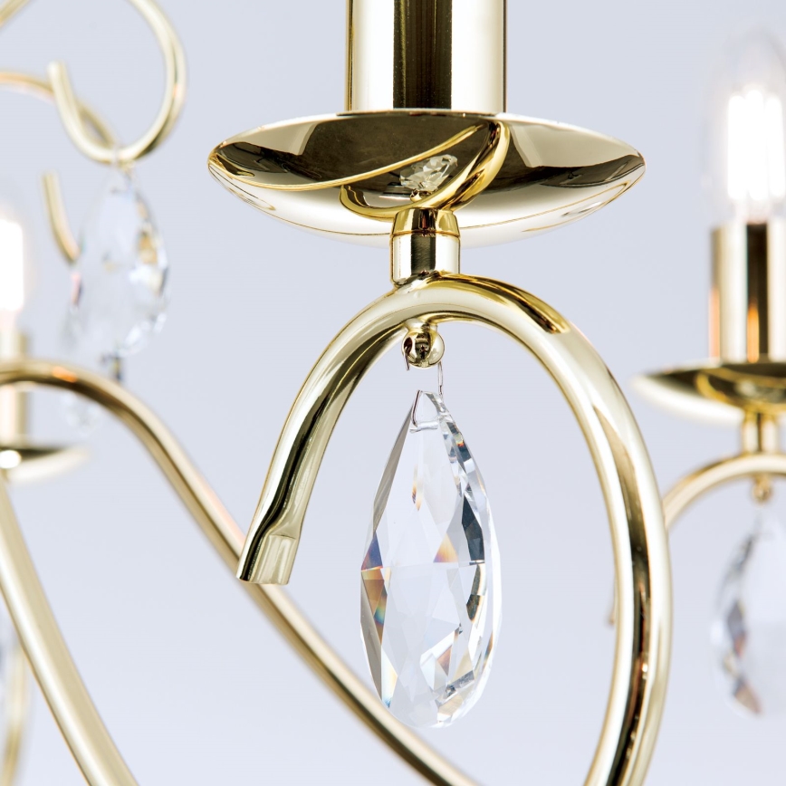 Candeeiro suspenso de cristal ALESSIA 5xE14/40W/230V dourado