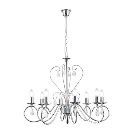 Candeeiro suspenso de cristal ALESSIA 8xE14/40W/230V cromado brilhante