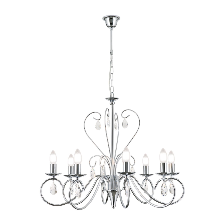 Candeeiro suspenso de cristal ALESSIA 8xE14/40W/230V cromado brilhante