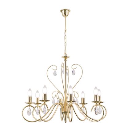 Candeeiro suspenso de cristal ALESSIA 8xE14/40W/230V dourado
