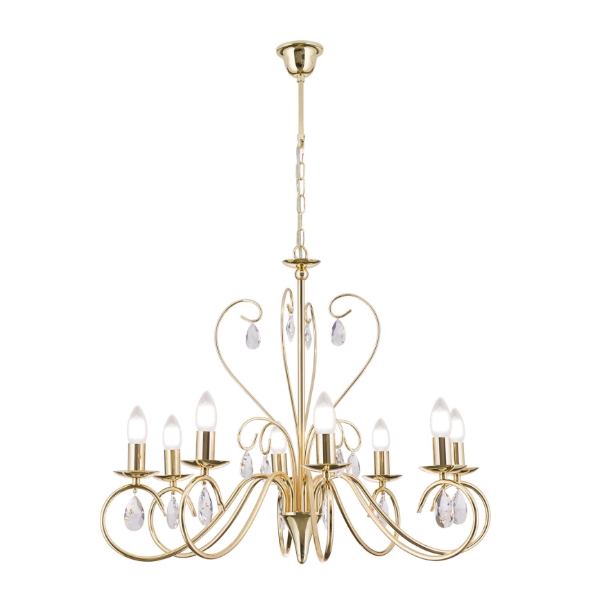 Candeeiro suspenso de cristal ALESSIA 8xE14/40W/230V dourado