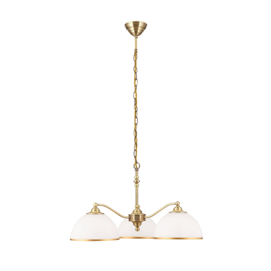 Candeeiro suspenso OLD LAMP 3xE27/40W/230V diâmetro 65 cm branco/latão