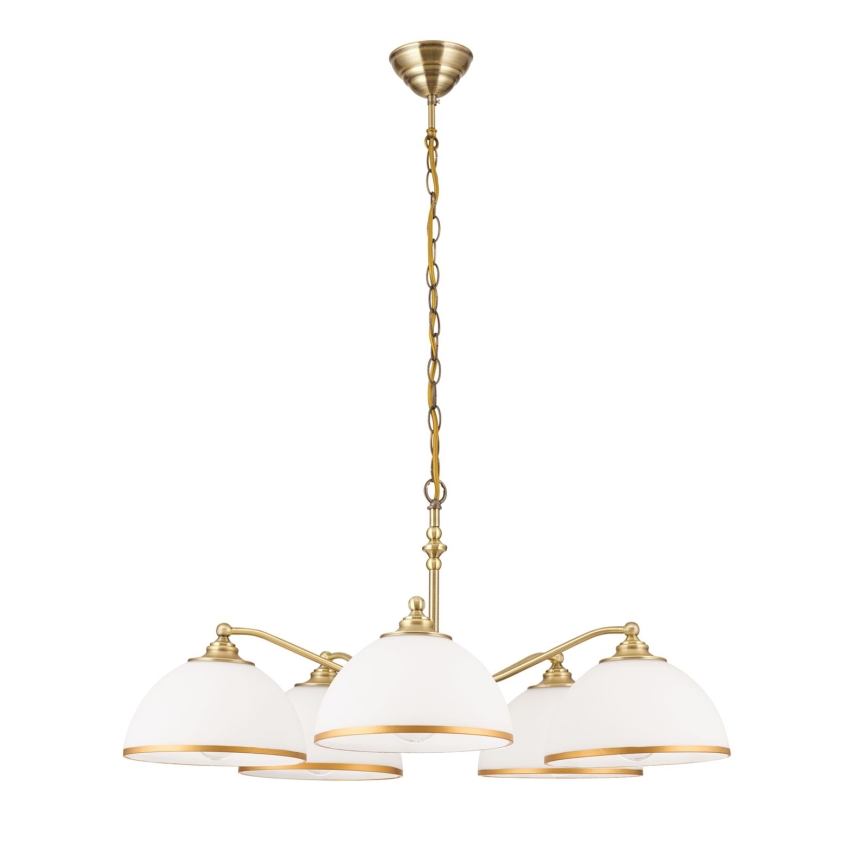 Candeeiro suspenso OLD LAMP 5xE27/40W/230V diâmetro 75 cm branco/latão
