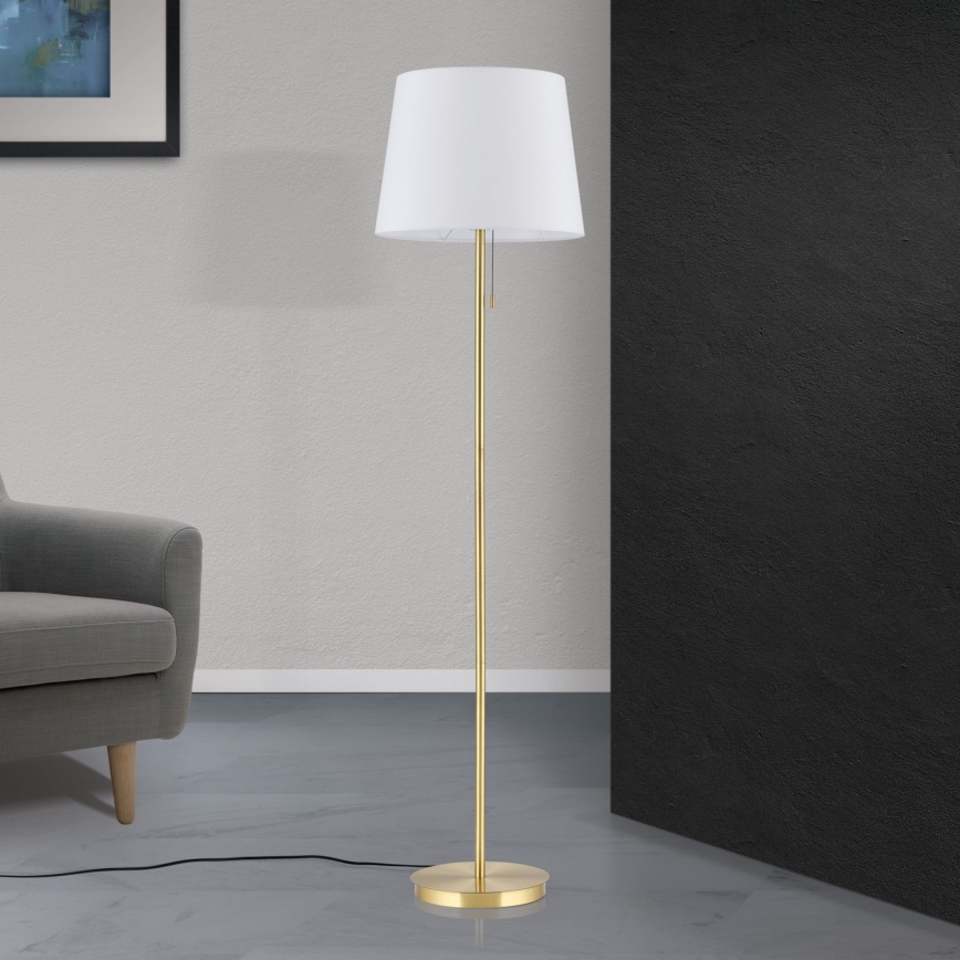 Candeeiro de chão LUDWIG 1xE27/40W/230V branco/dourado
