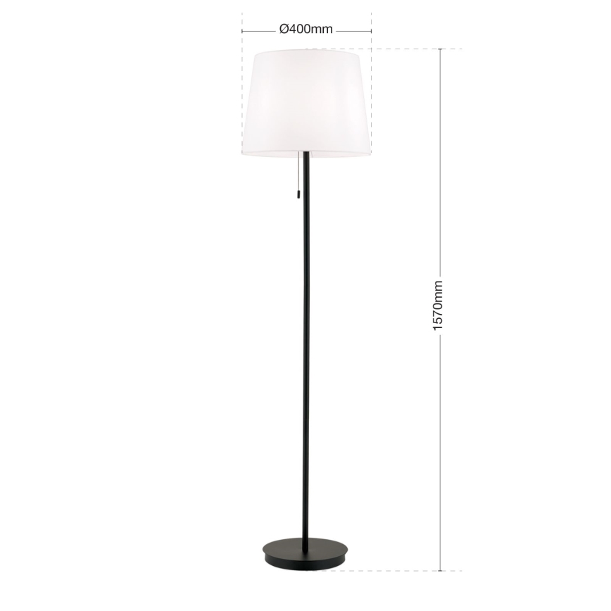 Candeeiro de chão LUDWIG 1xE27/40W/230V branco/preto