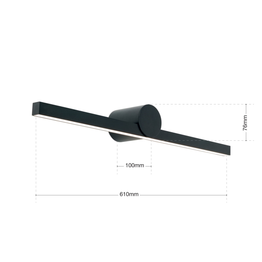 Iluminação de espelho para casa de banho LED BEAUTY LED/12W/230V 61 cm IP54 preto