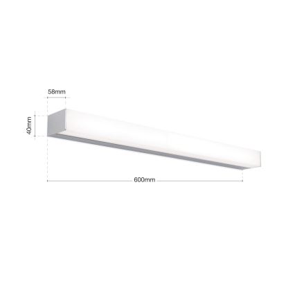 Iluminação de espelho para casa de banho LED HORIZON LED/12W/230V 3000/4000K 60 cm IP44 prateado
