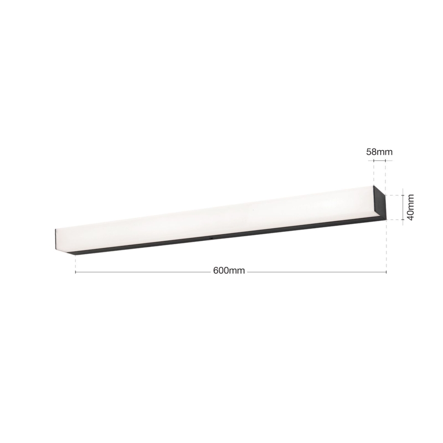 Iluminação de espelho para casa de banho LED HORIZON LED/12W/230V 3000/4000K 60 cm IP44 preto