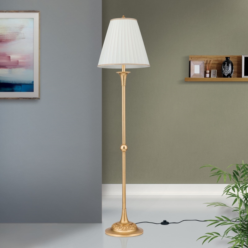 Candeeiro de chão FONSA 1xE27/60W/230V branco/dourado