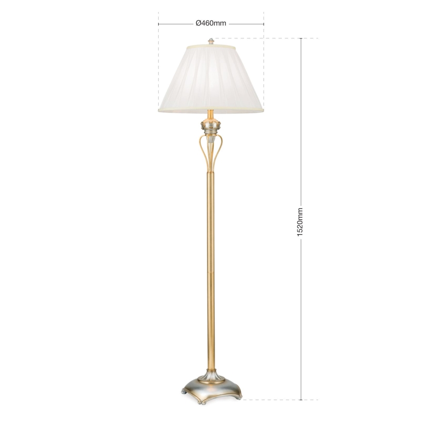Candeeiro de chão TIZIA 1xE27/60W/230V branco/dourado/pátina
