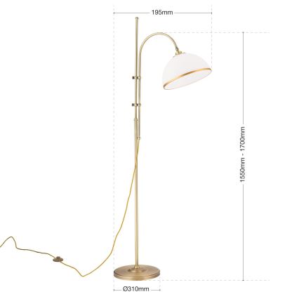 Candeeiro de chão OLD LAMP 1xE27/40W/230V branco/latão