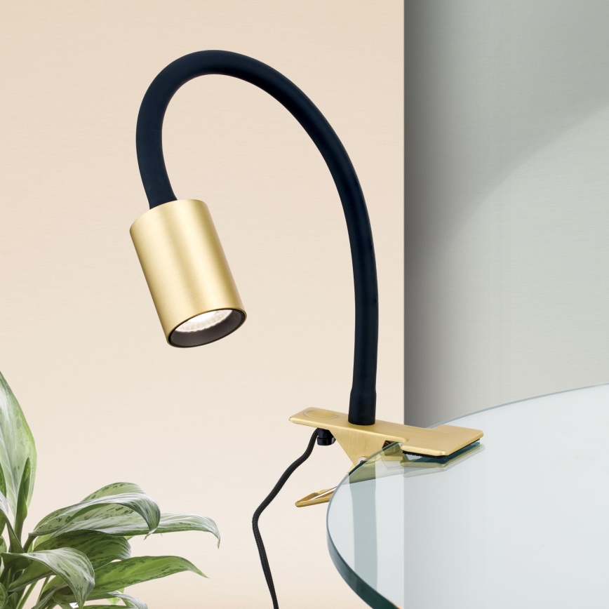 Candeeiro de mesa LED flexível com clipe KURT LED/5W/230V dourado