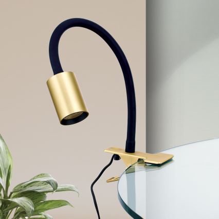 Candeeiro de mesa LED flexível com clipe KURT LED/5W/230V dourado