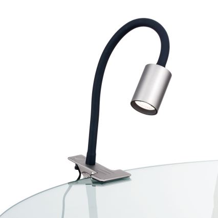 Candeeiro de mesa LED flexível com clipe KURT LED/5W/230V prateado