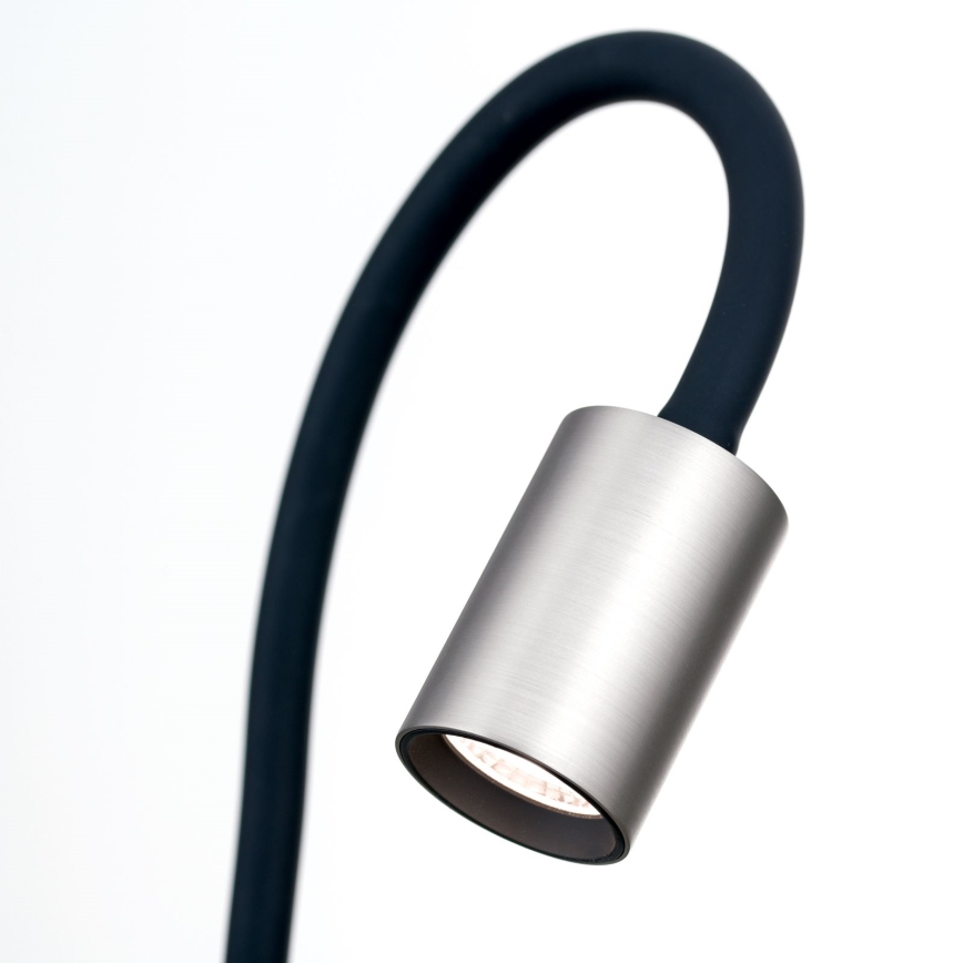 Candeeiro de mesa LED flexível com clipe KURT LED/5W/230V prateado