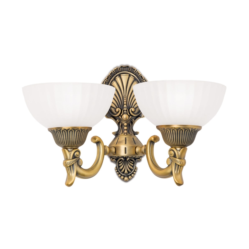Candeeiro de parede ROCCA 2xE27/60W/230V bronze/branco