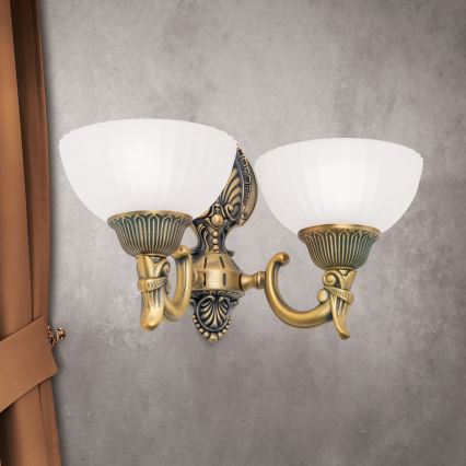 Candeeiro de parede ROCCA 2xE27/60W/230V bronze/branco