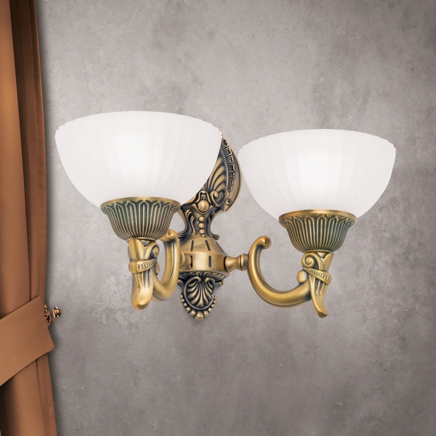 Candeeiro de parede ROCCA 2xE27/60W/230V bronze/branco