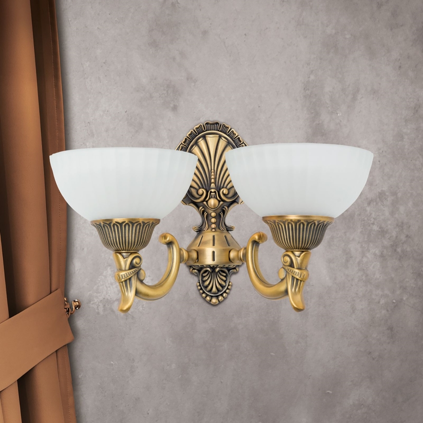 Candeeiro de parede ROCCA 2xE27/60W/230V bronze/branco