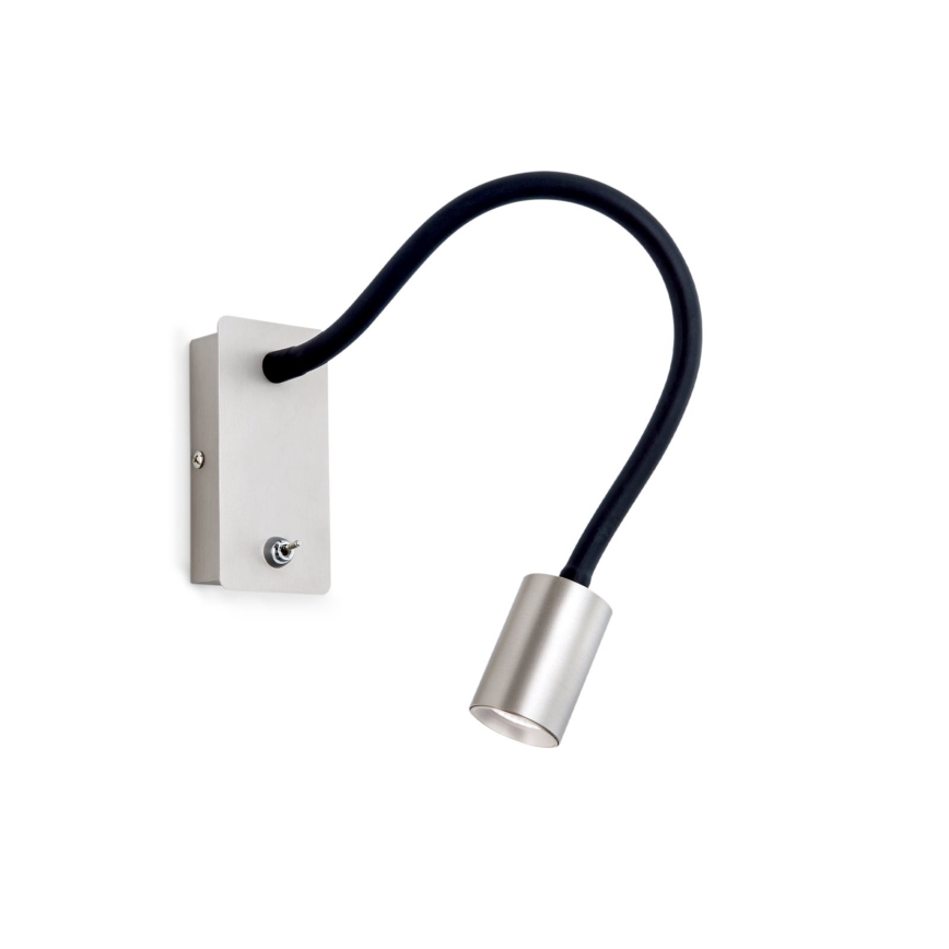 Candeeiro de parede LED pequeno e flexível  KURT LED/5W/230V prateado