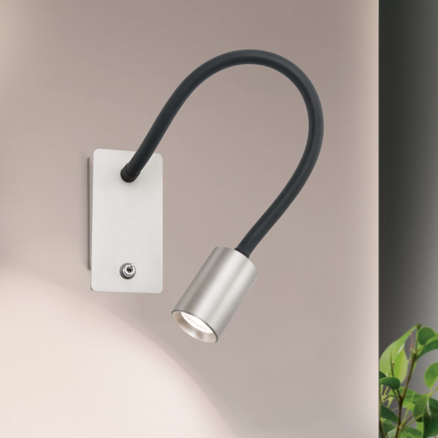 Candeeiro de parede LED pequeno e flexível  KURT LED/5W/230V prateado