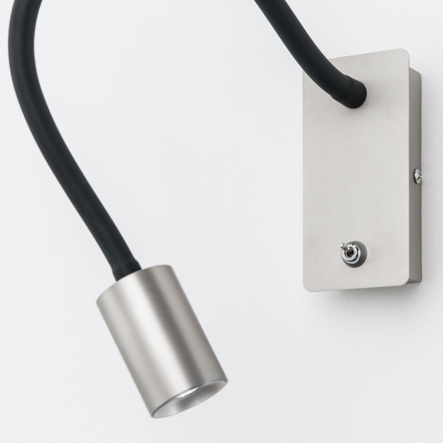 Candeeiro de parede LED pequeno e flexível  KURT LED/5W/230V prateado