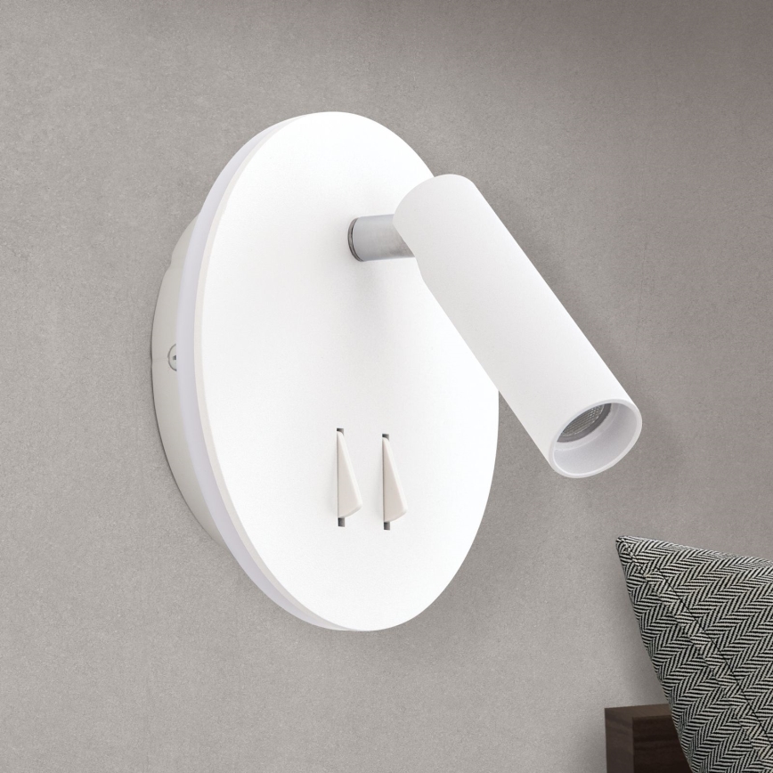 Foco de parede LED LENNY LED/6W/230V + LED/3W branco