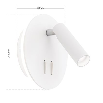 Foco de parede LED LENNY LED/6W/230V + LED/3W branco