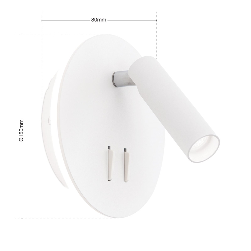 Foco de parede LED LENNY LED/6W/230V + LED/3W branco