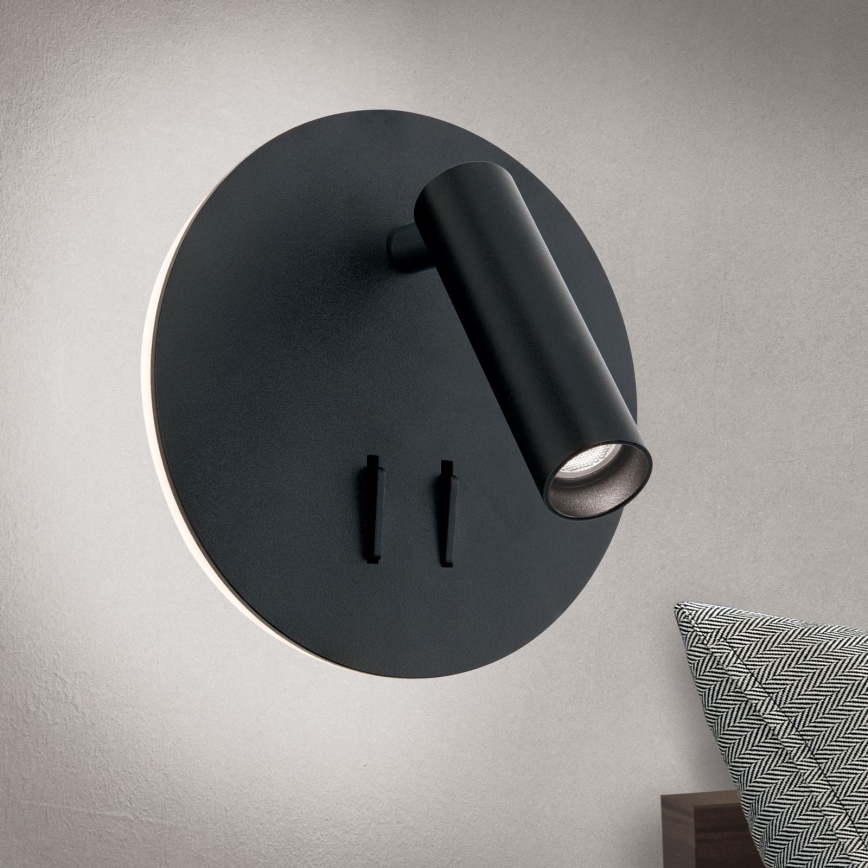 Foco de parede LED LENNY LED/6W/230V + LED/3W preto