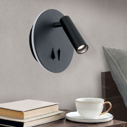 Foco de parede LED LENNY LED/6W/230V + LED/3W preto