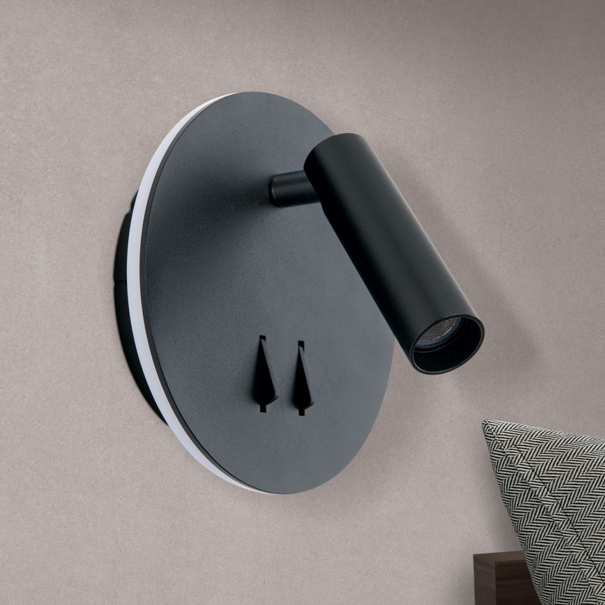 Foco de parede LED LENNY LED/6W/230V + LED/3W preto