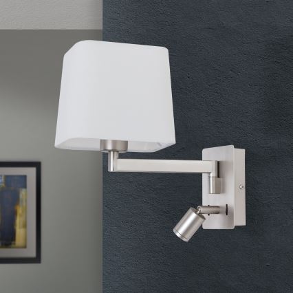 Candeeiro de parede LED CARLTON 1xE27/40W/230V + LED/3W branco/cromado mate