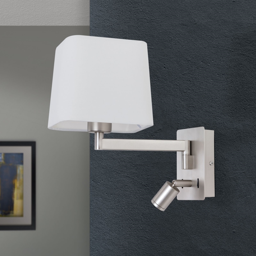 Candeeiro de parede LED CARLTON 1xE27/40W/230V + LED/3W branco/cromado mate