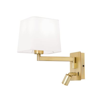 Candeeiro de parede LED CARLTON 1xE27/40W/230V + LED/3W branco/dourado