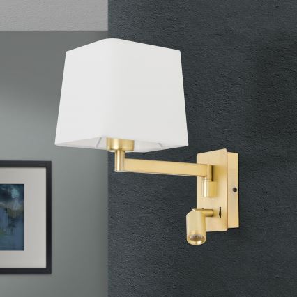 Candeeiro de parede LED CARLTON 1xE27/40W/230V + LED/3W branco/dourado