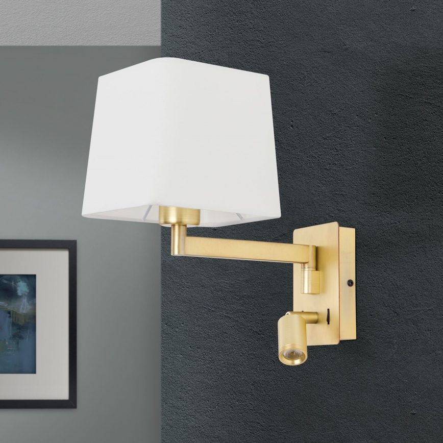 Candeeiro de parede LED CARLTON 1xE27/40W/230V + LED/3W branco/dourado