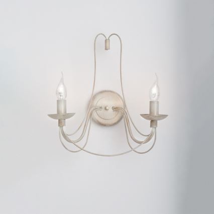 Candeeiro de parede VELA 2xE14/40W/230V branco/dourado/pátina