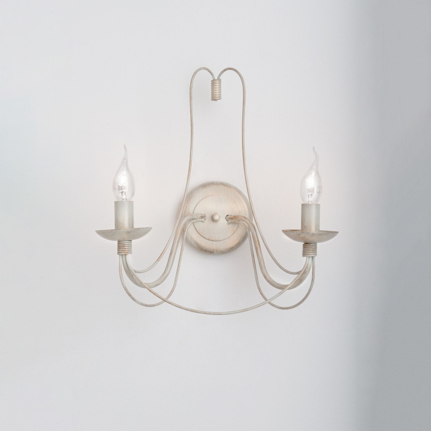 Candeeiro de parede VELA 2xE14/40W/230V branco/dourado/pátina