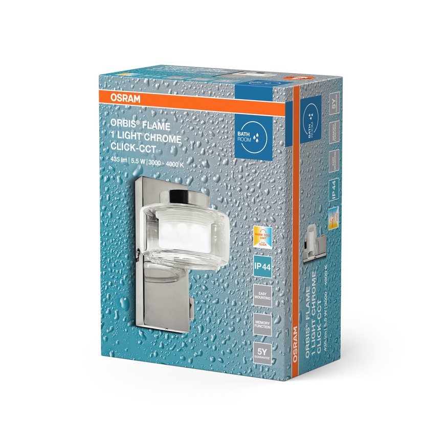 Osram - Aplique de parede LED para casa de banho ORBIS FLAME LED/5,5W/230V 3000/4000K IP44 cromado brilhante