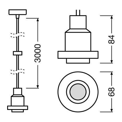Osram - Cabo de alimentação PENDULUM 1xE27/40W/230V preto