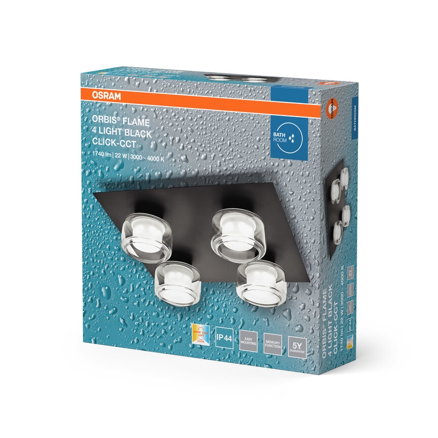 Osram - Luminária de teto LED para casa de banho ORBIS FLAME 4xLED/5,5W/230V 3000/4000K IP44 preta
