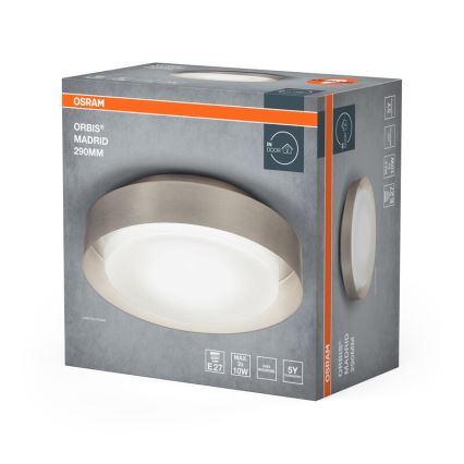 Osram - Luminária de tecto ORBIS MADRID, 2x E27 (10 W), 230 V, diâmetro 29 cm, acabamento em cromo fosco