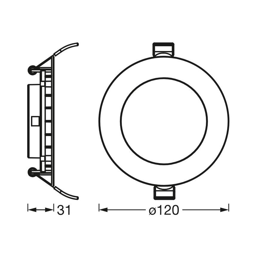 Osram - Luminária LED SLIM embutida, 8W, 230V, 6500K, Ø 12 cm